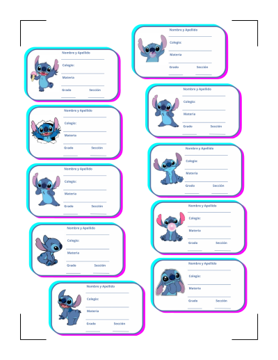 Pegatina escolar VINIL - 10 Stickers Stitch