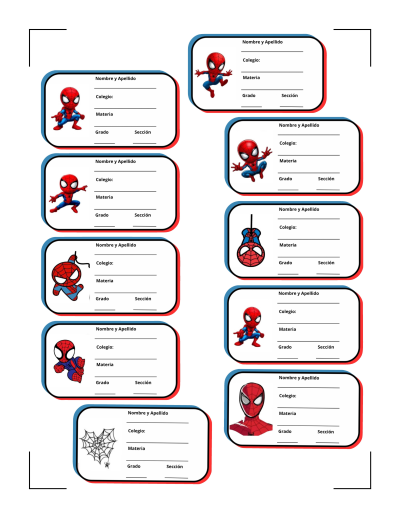 Pegatina escolar LAMINADA - 10 Stickers Spider-Man