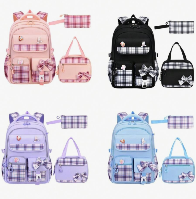 Set Mochila a Cuadros colores variados