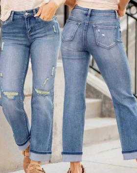 Jeans elásticos desgastados